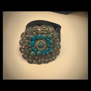 Turquoise and silver decorated belt